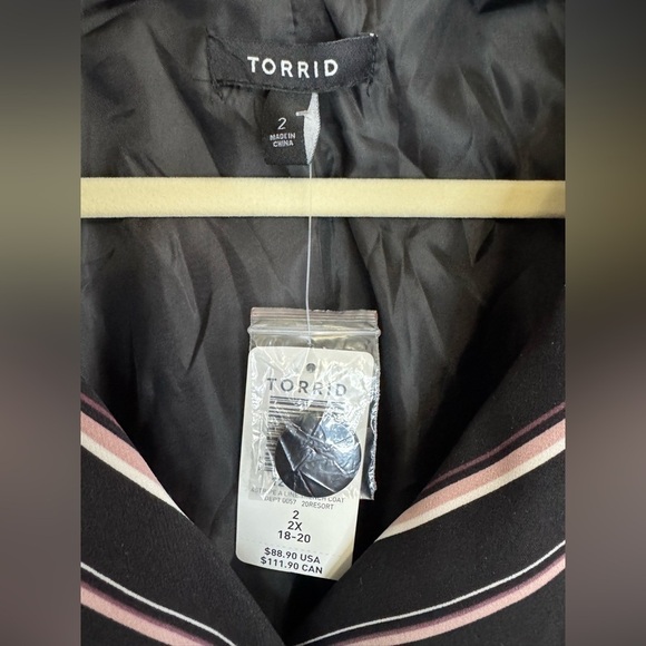 NEW Torrid A Line Double Breasted Striped Jacket Lined Size 2X - Picture 5 of 9